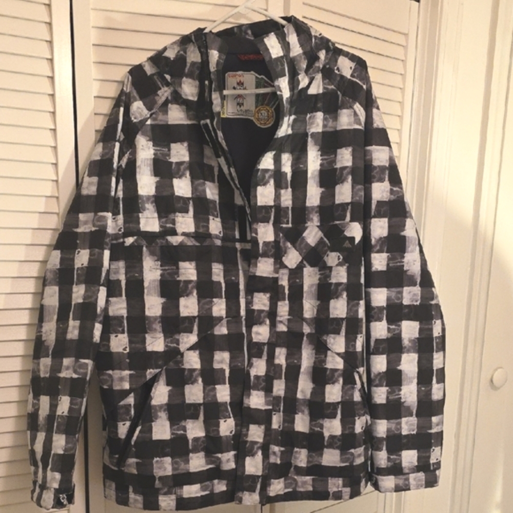 Burton Checkered Black and White Snowboard Jacket-Size XL